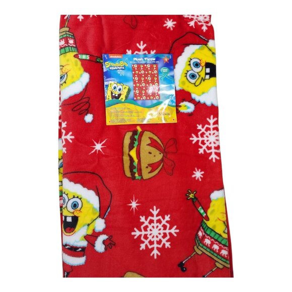 SpongeBob SquarePants Christmas Plush Throw Blanket 50" X 70" Super Soft Franco - Picture 1 of 11